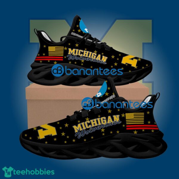 Flag USA Star Fashion NCAA Michigan Wolverines Bold Sport Sneaker Gift Max Soul Shoes - Flag USA Star Fashion NCAA Michigan Wolverines Max Soul Shoes Style 2