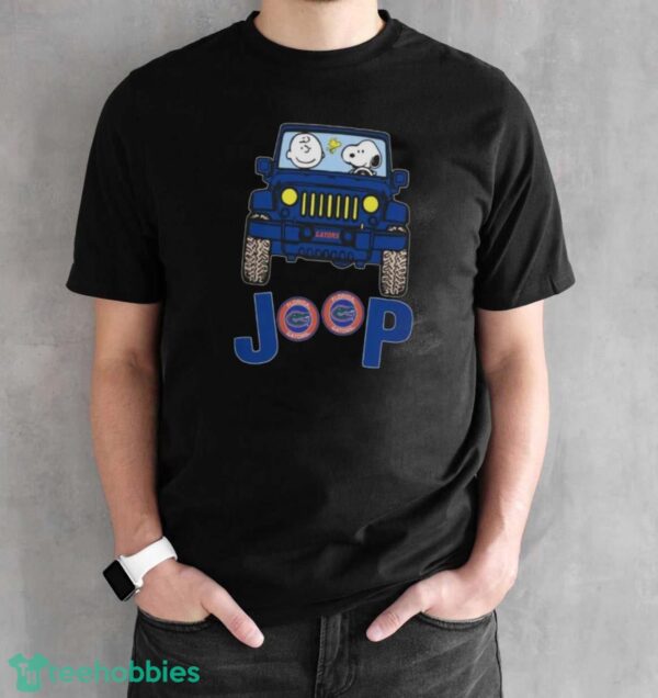 Florida Gators Snoopy And Charlie Brown Driving Jeep T-Shirt - Black Unisex T-Shirt