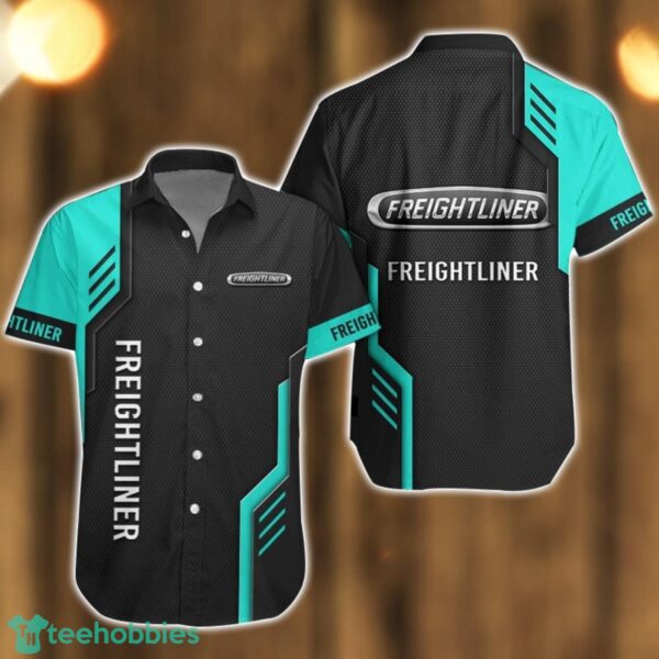 Freightliner Logo Mix Light Blue and Black Color Hawaiian Shirt For Men And Women Product Photo 1