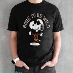 Funny Peanuts Halloween Snoopy Bone To Be Wild Shirt - Black Unisex T-Shirt