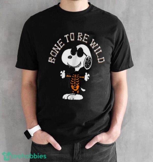 Funny Peanuts Halloween Snoopy Bone To Be Wild Shirt - Black Unisex T-Shirt