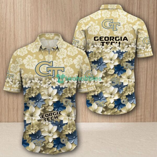 Georgia Tech Yellow Jackets Flower 3D Hawaiian Shirt Style New Product Photo 1