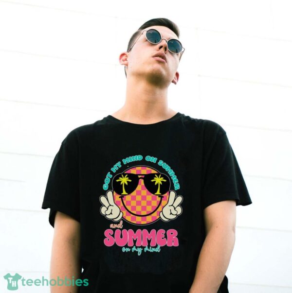 Groovy Happy Face Summer Vibes Got My Mind On Summer Teacher Shirt Product Photo 3