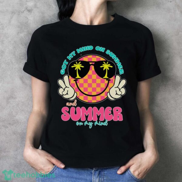 Groovy Happy Face Summer Vibes Got My Mind On Summer Teacher Shirt Product Photo 4