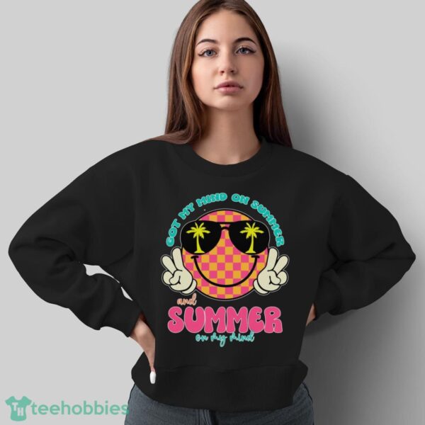Groovy Happy Face Summer Vibes Got My Mind On Summer Teacher Shirt Product Photo 5