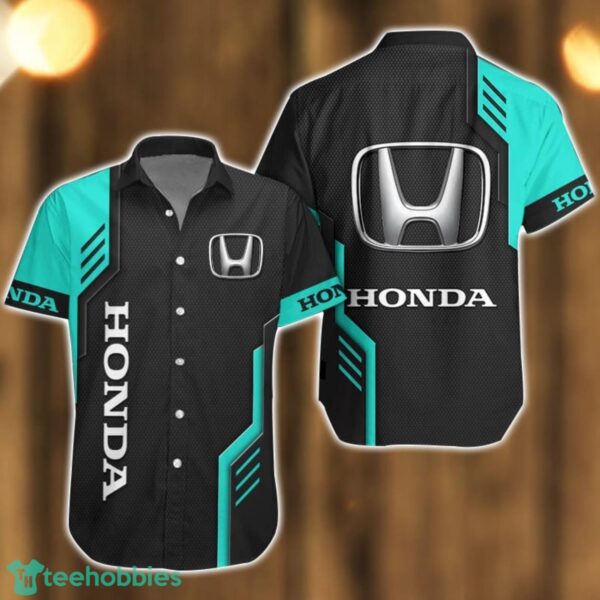 Honda Logo Mix Light Blue and Black Color Hawaiian Shirt For Men And Women Product Photo 1