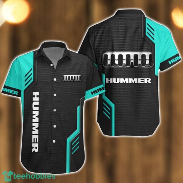 Hummer Logo Mix Light Blue and Black Color Hawaiian Shirt For Men And Women Product Photo 1