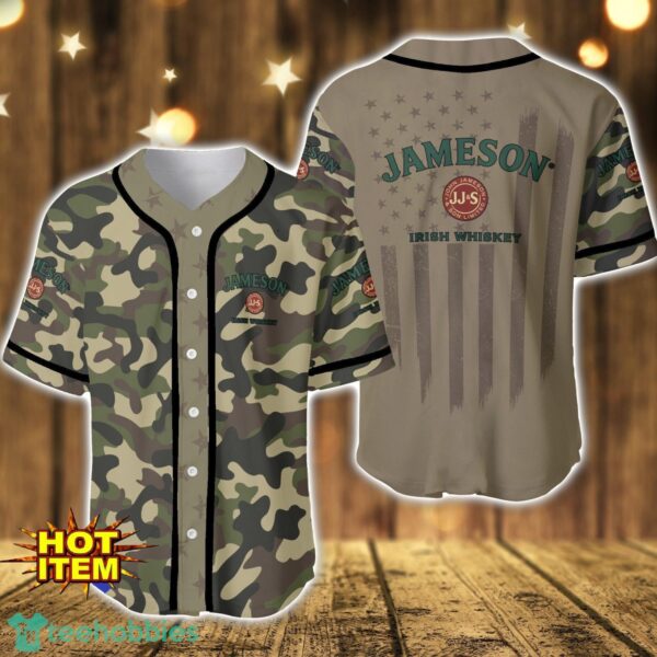 Jameson Irish Whiskey Camouflage Military camouflage Patterns Flag Baseball Jersey Shirt Product Photo 1