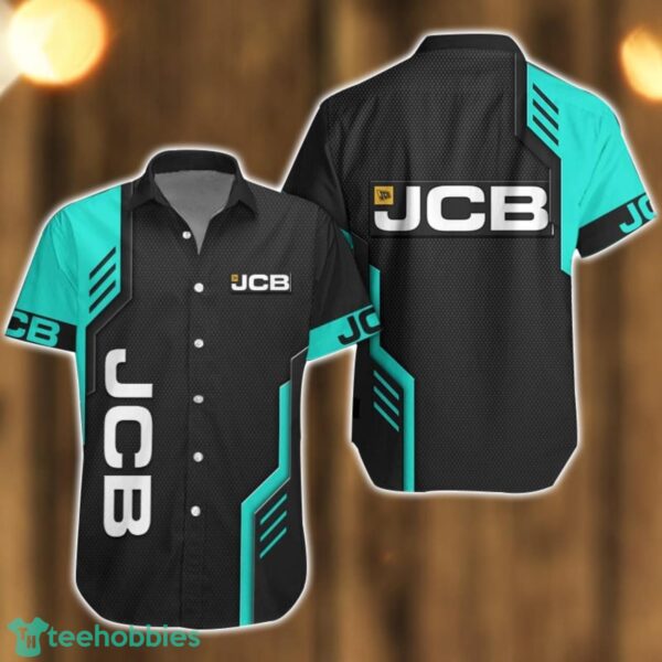 JCB Logo Mix Light Blue and Black Color Hawaiian Shirt For Men And Women Product Photo 1