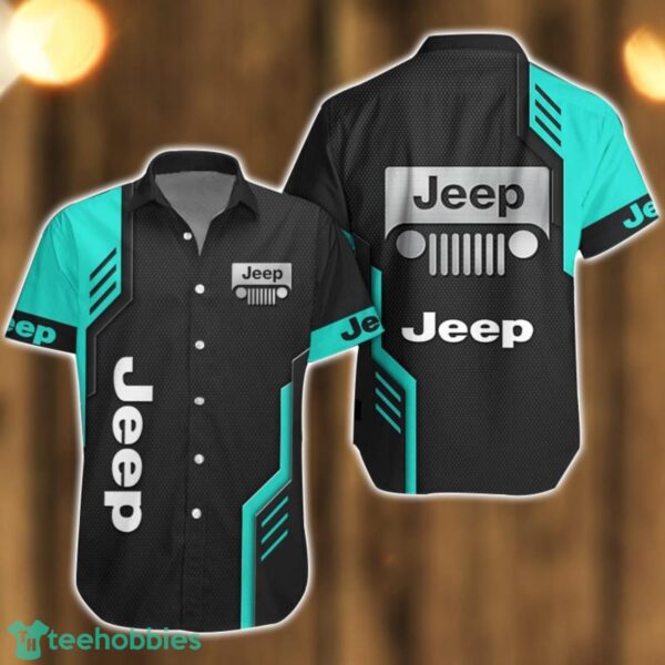 Jeep Logo Mix Light Blue and Black Color Hawaiian Shirt For Men And Women Product Photo 1