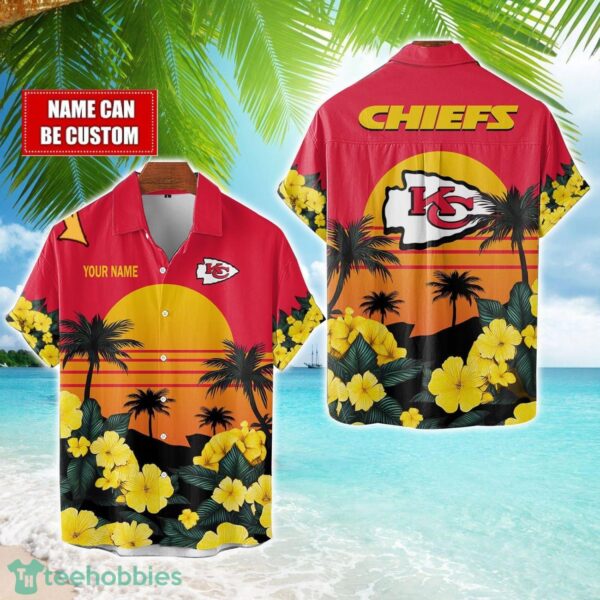 Kansas City Chiefs NFL Team Hawaiian Shirt And Shorts Floral Beach Pattern Custom Name Product Photo 1