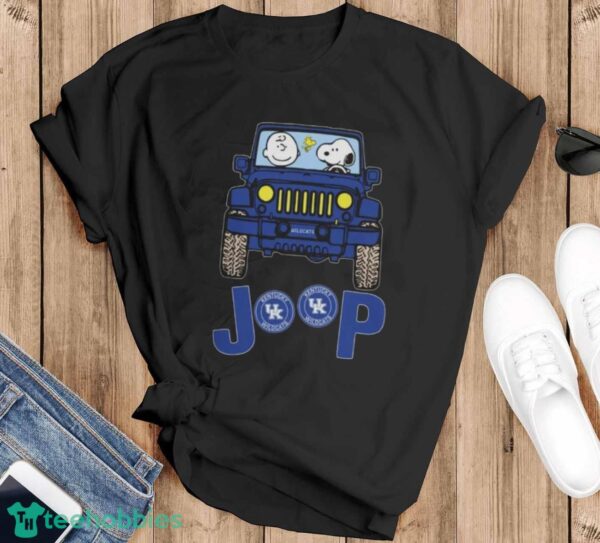 Kentucky Wildcats Snoopy And Charlie Brown Driving Jeep T-Shirt - Black T-Shirt