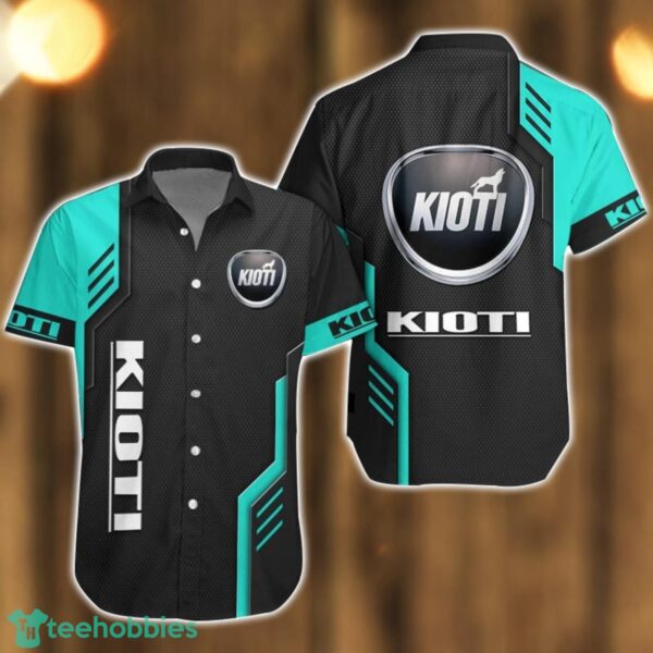 Kioti Logo Mix Light Blue and Black Color Hawaiian Shirt For Men And Women Product Photo 1