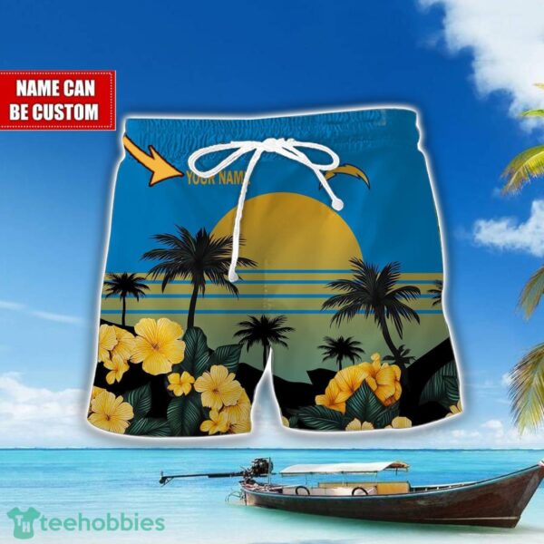 Los Angeles Chargers NFL Team Hawaiian Shirt And Shorts Floral Beach Pattern Custom Name Product Photo 2