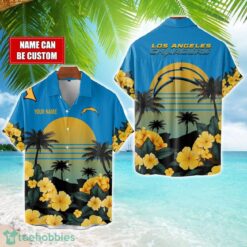 Los Angeles Chargers NFL Team Hawaiian Shirt And Shorts Floral Beach Pattern Custom Name Product Photo 1