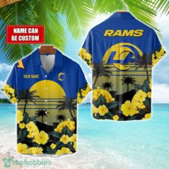 Los Angeles Rams NFL Team Hawaiian Shirt And Shorts Floral Beach Pattern Custom Name Product Photo 1