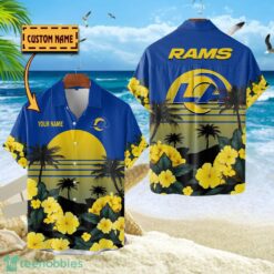 Los Angeles Rams NFL Team Hawaiian Shirt Floral Beach Pattern Custom Name Product Photo 1