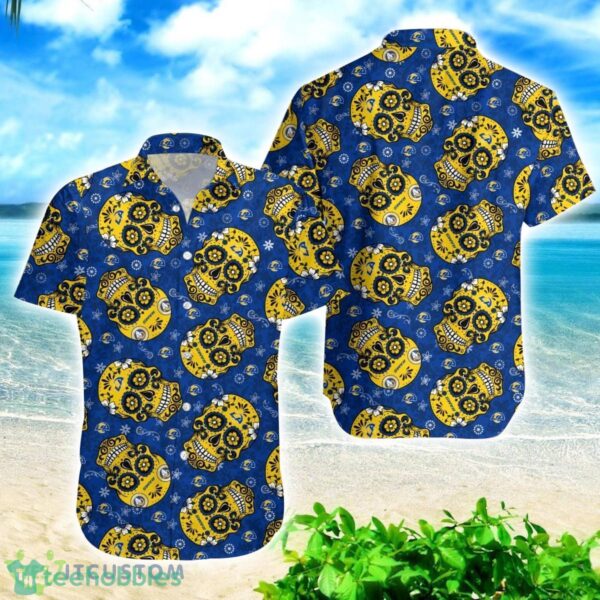 Los Angeles Rams Skull Combo Hawaiian Shirt And Shorts Product Photo 2