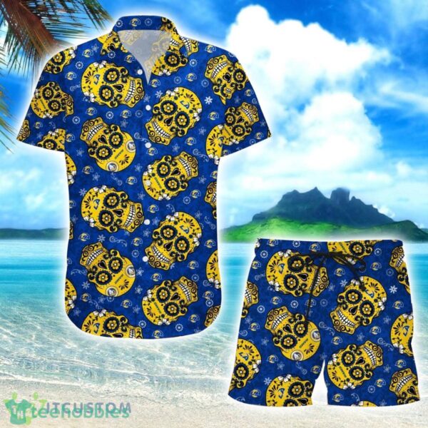 Los Angeles Rams Skull Combo Hawaiian Shirt And Shorts Product Photo 1