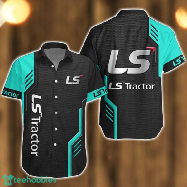 LS Tractor Logo Mix Light Blue and Black Color Hawaiian Shirt For Men And Women Product Photo 1