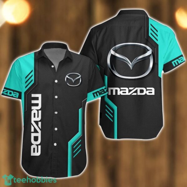 Mazda Logo Mix Light Blue and Black Color Hawaiian Shirt For Men And Women Product Photo 1