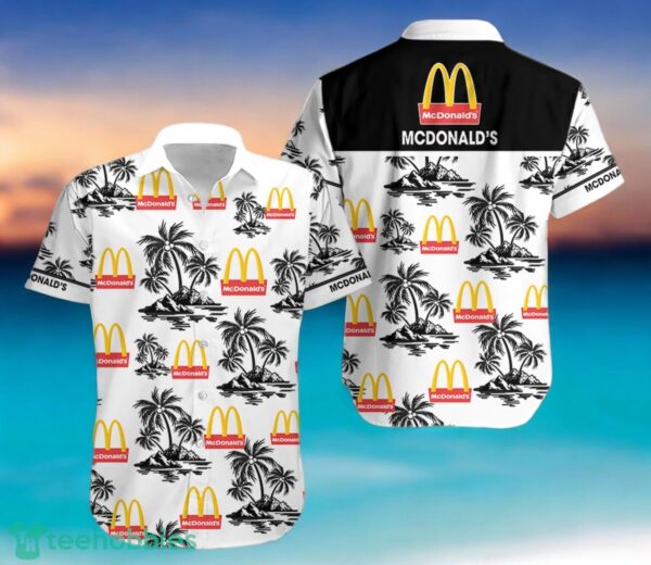 MCDONALD'S Black Coconut Tree Pattern Beach awaiian Shirt And Shorts For Men And Women Product Photo 2