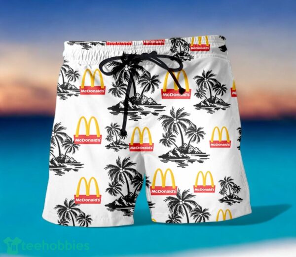 MCDONALD'S Black Coconut Tree Pattern Beach awaiian Shirt And Shorts For Men And Women Product Photo 1