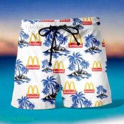 MCDONALD'S Blue Coconut Tree Pattern Beach Hawaiian Shirt And Shorts For Men And Women Product Photo 1