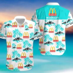 MCDONALD'S Coconut Tree Pattern Beach Hawaiian Shirt And Shorts Light Blue Hawaii Shirt Product Photo 2