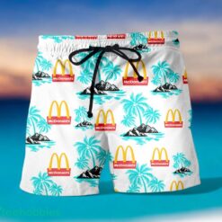 MCDONALD'S Coconut Tree Pattern Beach Hawaiian Shirt And Shorts Light Blue Hawaii Shirt Product Photo 1