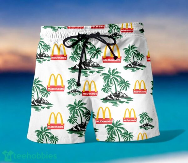 MCDONALD'S Green Coconut Tree Pattern Beach Hawaiian Shirt And Shorts For Men And Women Product Photo 2