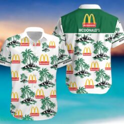 MCDONALD'S Green Coconut Tree Pattern Beach Hawaiian Shirt And Shorts For Men And Women Product Photo 1