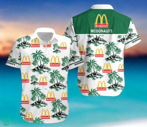 MCDONALD'S Green Coconut Tree Pattern Beach Hawaiian Shirt And Shorts For Men And Women Product Photo 1