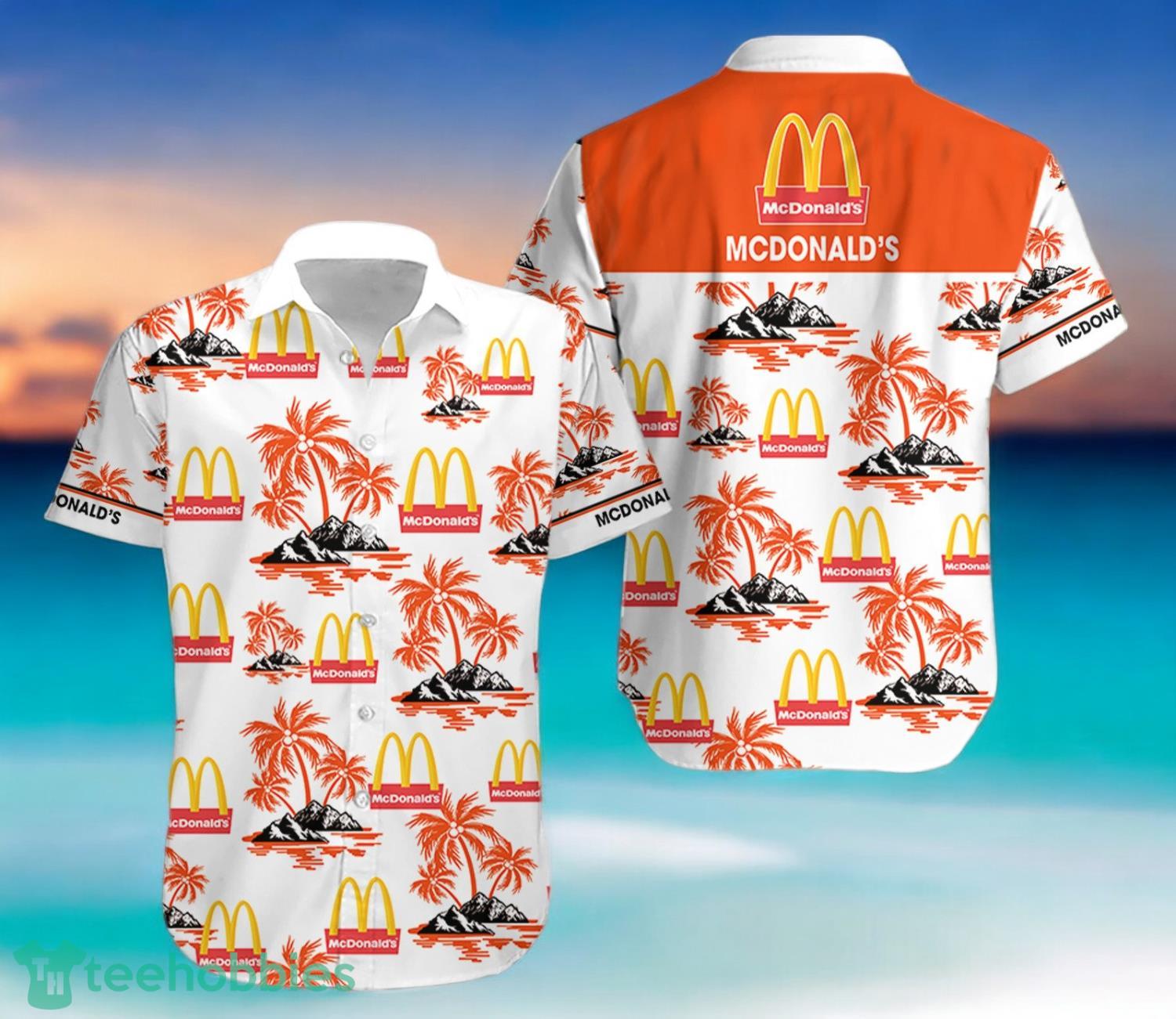 MCDONALD'S Orange Coconut Tree Pattern Beach Hawaiian Shirt And Shorts For Men And Women image mcdonalds orange coconut tree pattern beach hawaiian shirt and shorts for men and womenpx MCDONALD'S Orange Coconut Tree Pattern Beach Hawaiian Shirt And Shorts For Men And Women