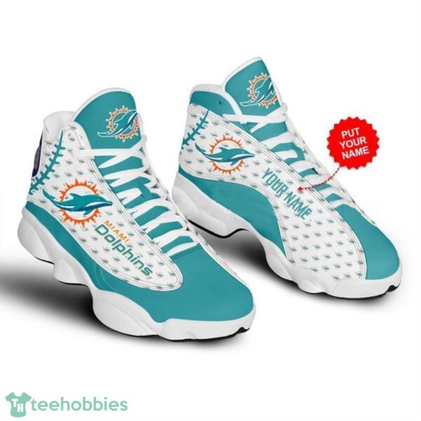 Miami Dolphins Custom Name Sports Air Jordan 13 Sneakers Product Photo 1
