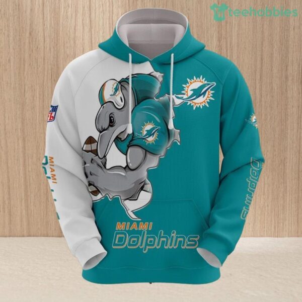 Miami Dolphins Hoodie 3D Style Mascot Hoodie 3D All Over Print Set Hoodie And Long Pant Product Photo 1