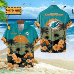 Miami Dolphins NFL Team Hawaiian Shirt Floral Beach Pattern Custom Name Product Photo 1