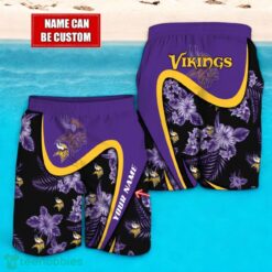 Minnesota Vikings NFL Floral Hawaiian Shirt And Beach Shorts Custom Name For Fans Product Photo 2