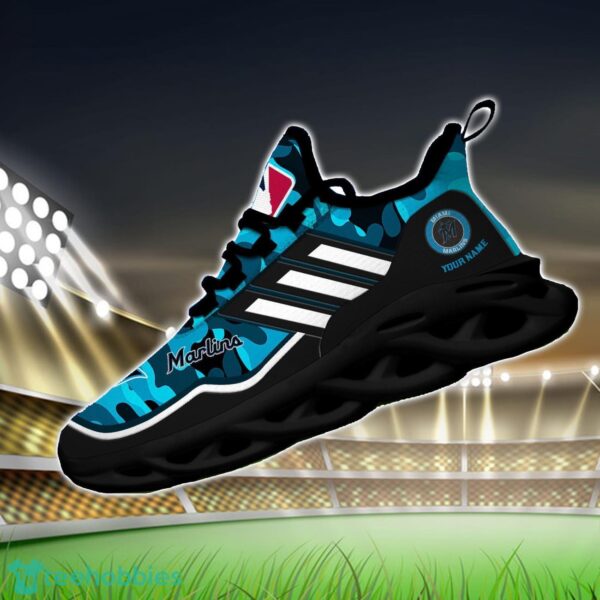 MLB Miami Marlins Camo Pattern Personalized Name Max Soul Chunky Sneakers For Men Women Product Photo 2