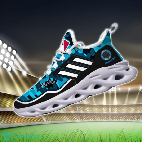 MLB Miami Marlins Camo Pattern Personalized Name Max Soul Chunky Sneakers For Men Women Product Photo 3
