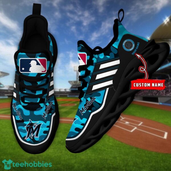 MLB Miami Marlins Camo Pattern Personalized Name Max Soul Chunky Sneakers For Men Women Product Photo 4
