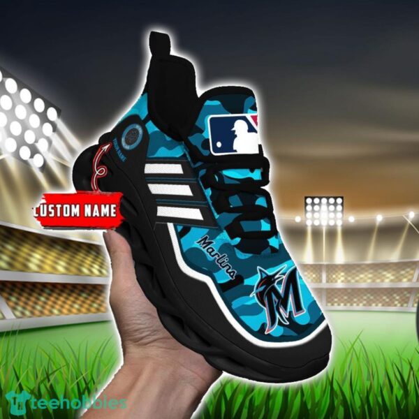 MLB Miami Marlins Camo Pattern Personalized Name Max Soul Chunky Sneakers For Men Women Product Photo 5