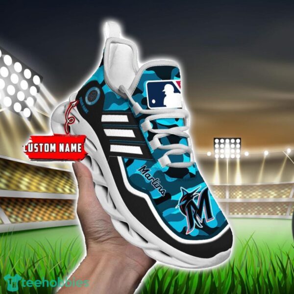 MLB Miami Marlins Camo Pattern Personalized Name Max Soul Chunky Sneakers For Men Women Product Photo 6
