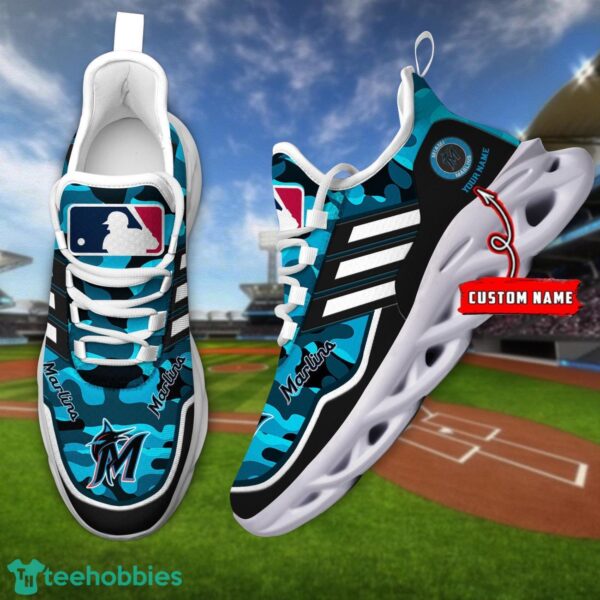 MLB Miami Marlins Camo Pattern Personalized Name Max Soul Chunky Sneakers For Men Women Product Photo 1