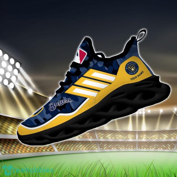 MLB Milwaukee Brewers Camo Pattern Personalized Name Max Soul Chunky Sneakers For Men Women Product Photo 2