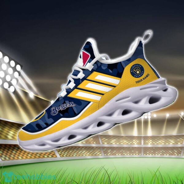 MLB Milwaukee Brewers Camo Pattern Personalized Name Max Soul Chunky Sneakers For Men Women Product Photo 3