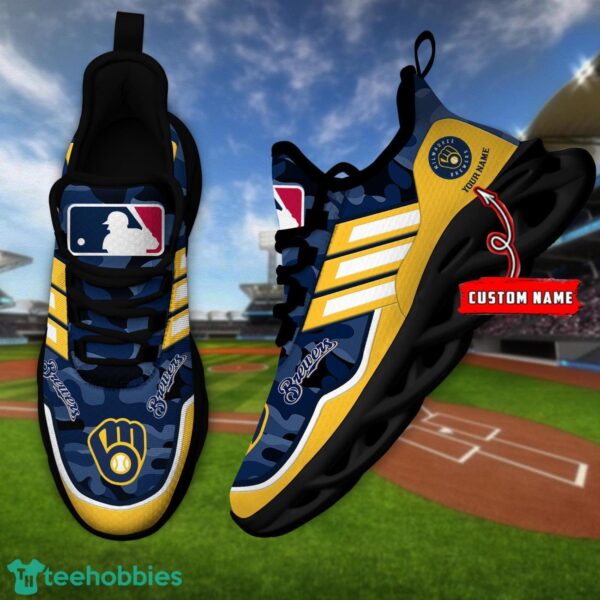 MLB Milwaukee Brewers Camo Pattern Personalized Name Max Soul Chunky Sneakers For Men Women Product Photo 4