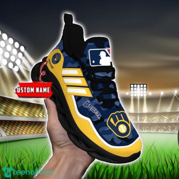 MLB Milwaukee Brewers Camo Pattern Personalized Name Max Soul Chunky Sneakers For Men Women Product Photo 5