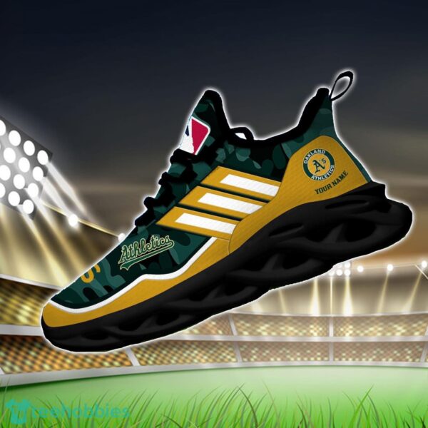 MLB Oakland Athletics Camo Pattern Personalized Name Max Soul Chunky Sneakers For Men Women Product Photo 2