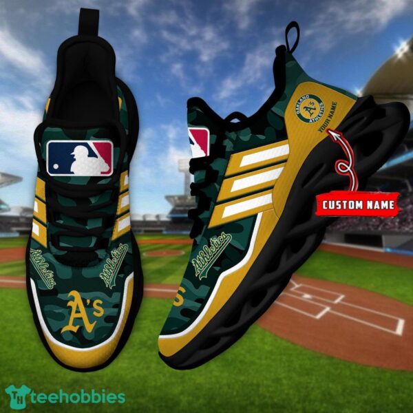 MLB Oakland Athletics Camo Pattern Personalized Name Max Soul Chunky Sneakers For Men Women Product Photo 4